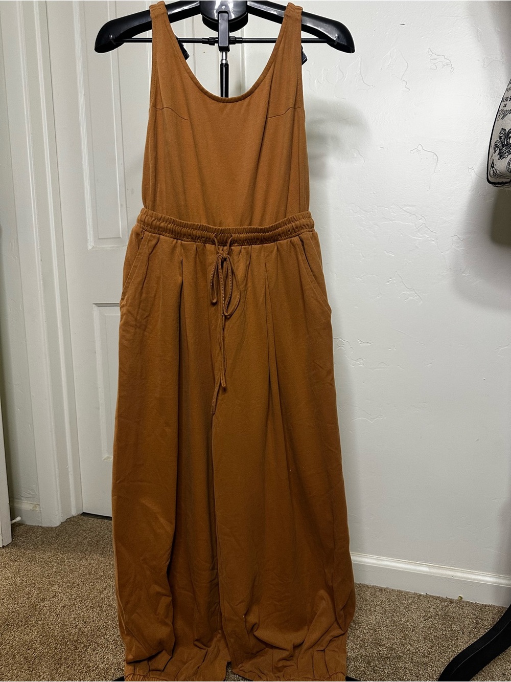 Listicle Sleeveless Drawstring Maxi Dress in Rust Brown